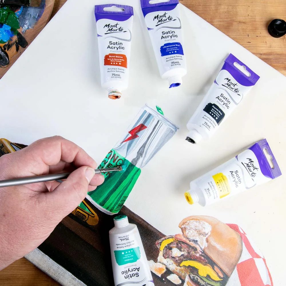 Satin Acrylic Paint Premium 75ml (2.5 US fl.oz) Tube - Burnt Sienna - Image 4