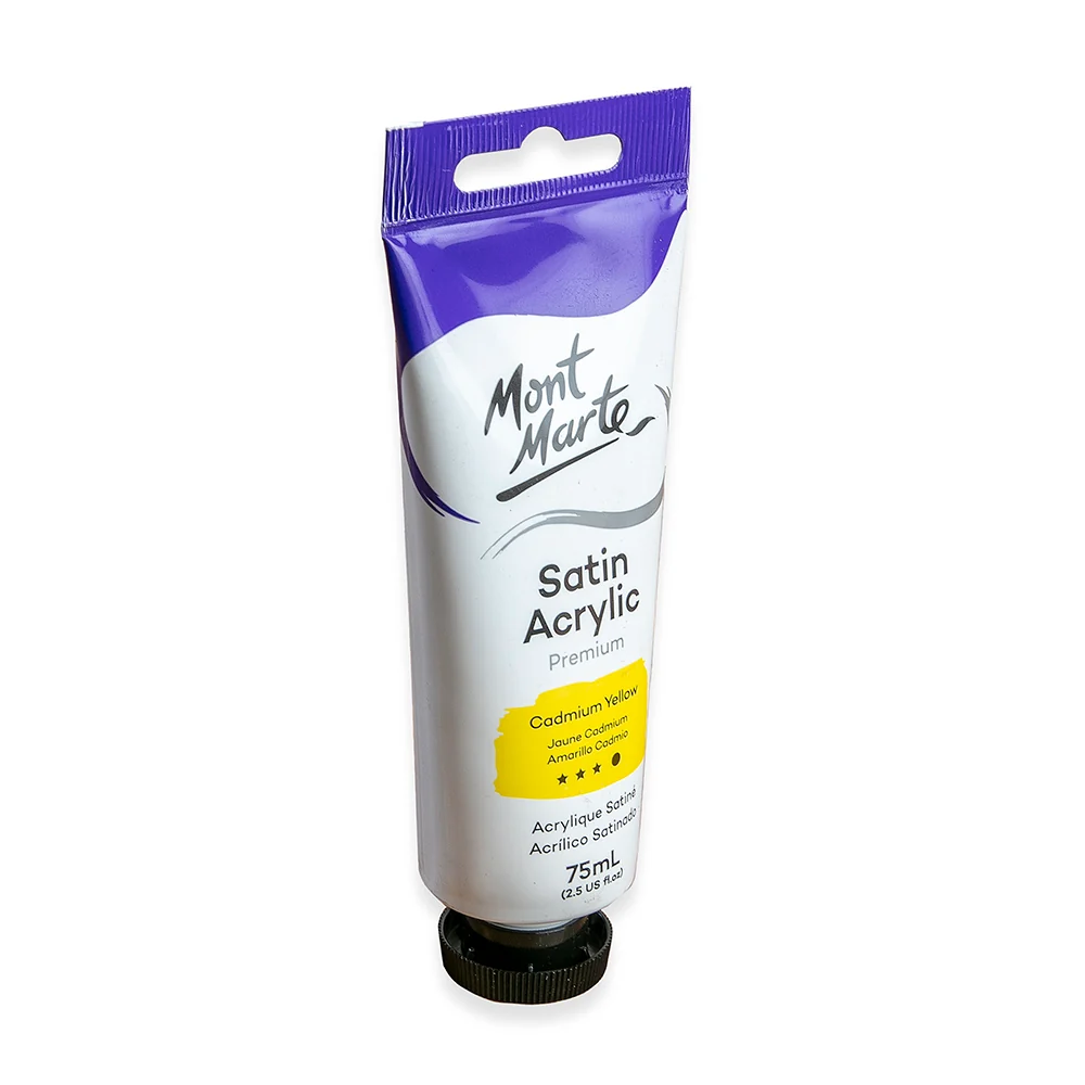 Satin Acrylic Paint Premium 75ml (2.5 US fl.oz) Tube - Cadmium Yellow - Image 2