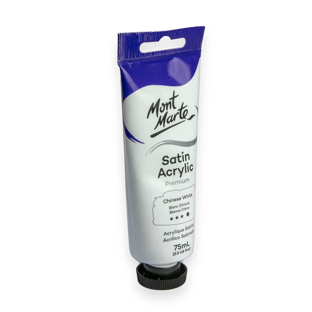 Satin Acrylic Paint Premium 75ml (2.5 US fl.oz) Tube - Chinese White - Image 2