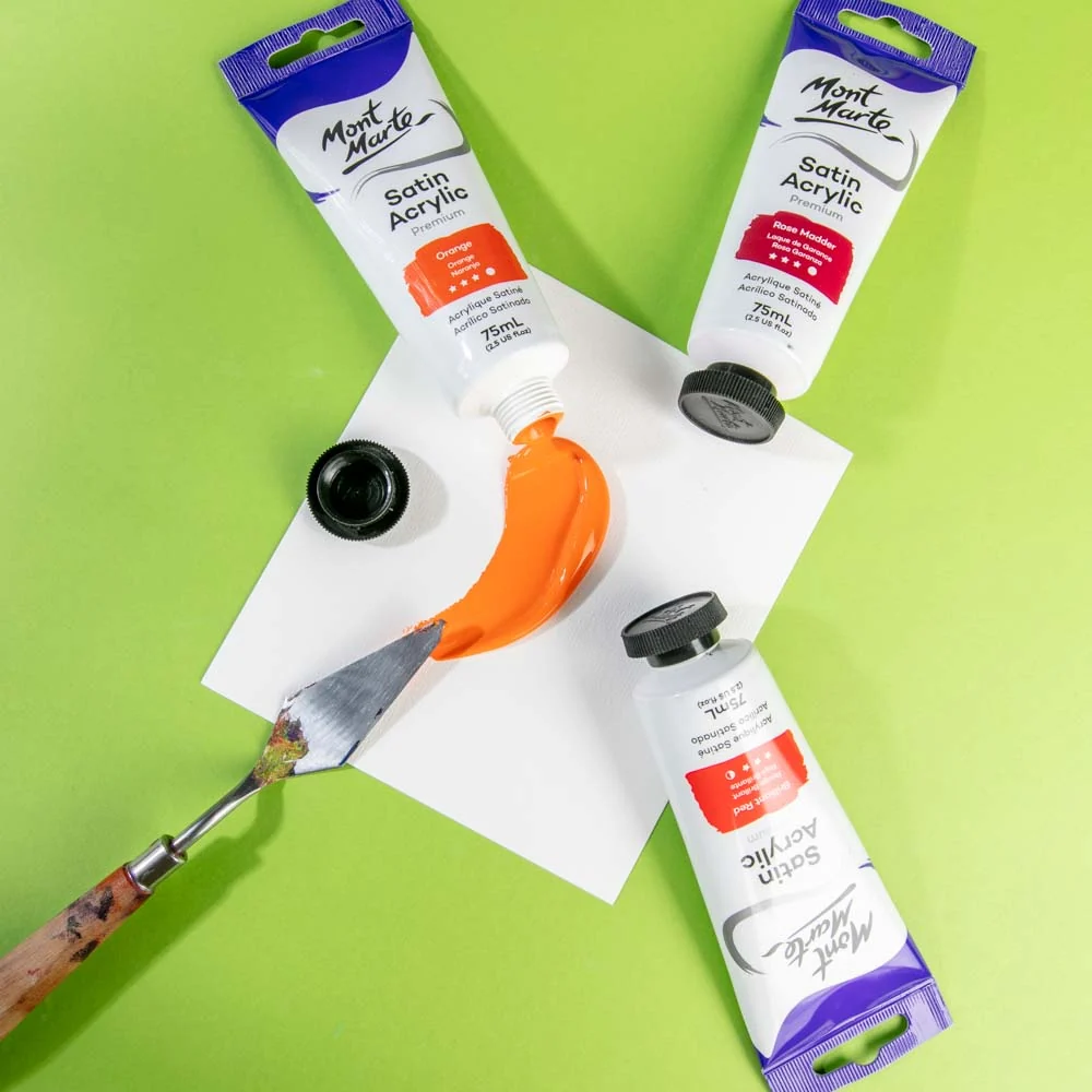 Satin Acrylic Paint Premium 75ml (2.5 US fl.oz) Tube - Orange - Image 5