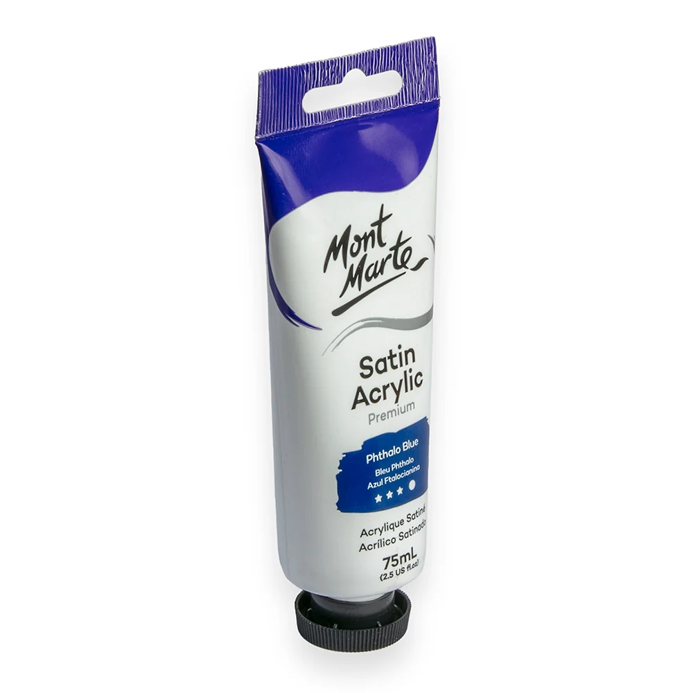 Satin Acrylic Paint Premium 75ml (2.5 US fl.oz) Tube - Phthalo Blue - Image 2