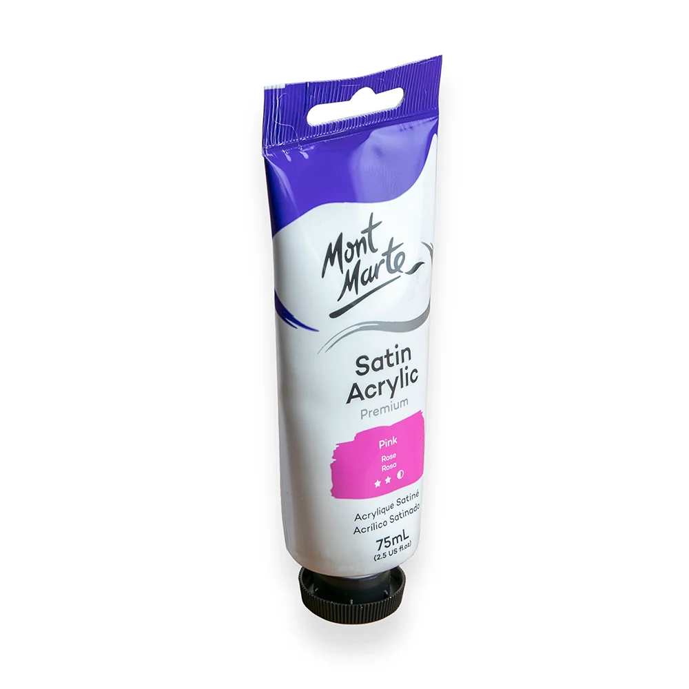 Satin Acrylic Paint Premium 75ml (2.5 US fl.oz) Tube - Pink - Image 2