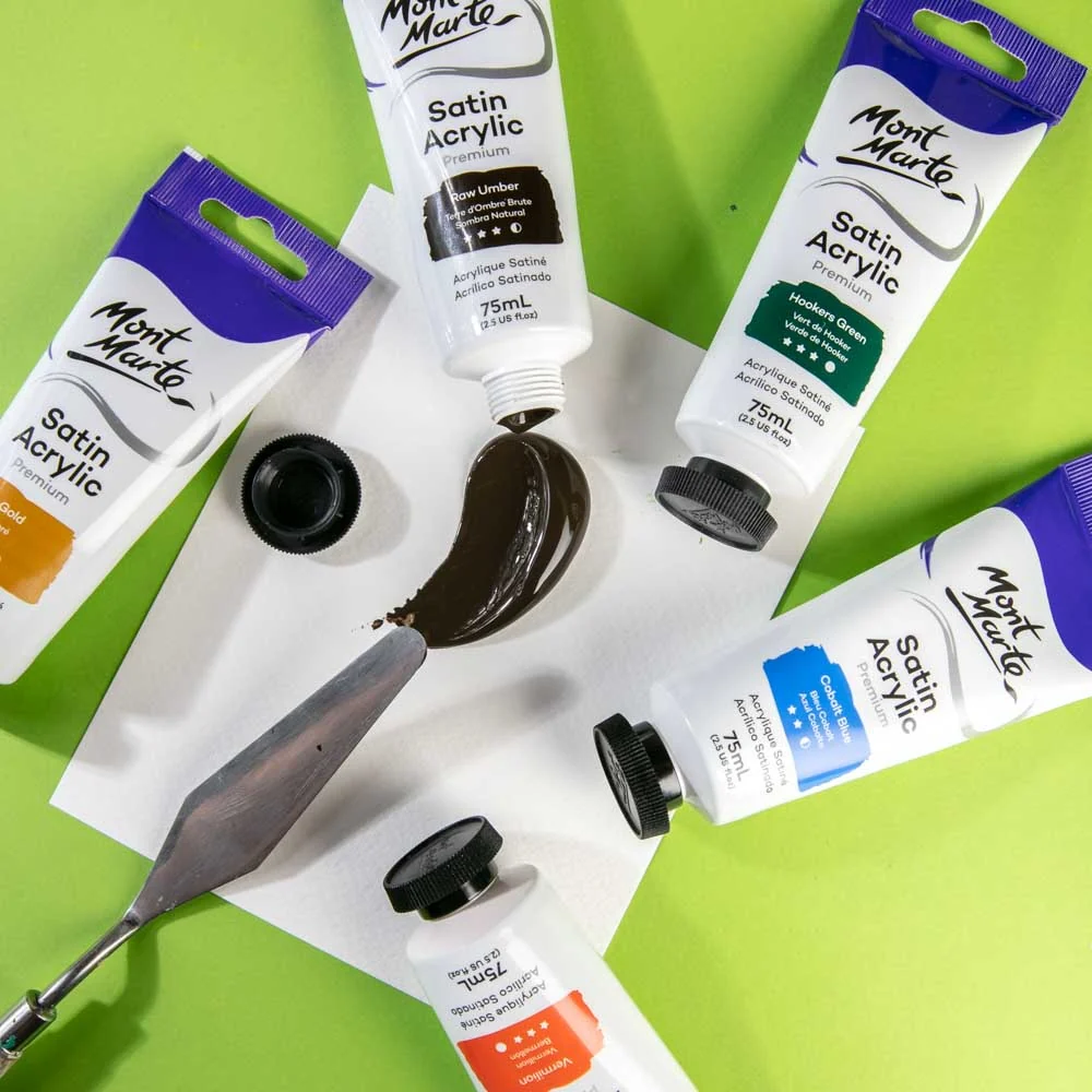 Satin Acrylic Paint Premium 75ml (2.5 US fl.oz) Tube - Raw Umber - Image 5