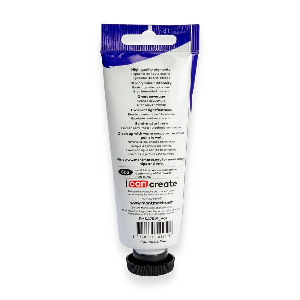 Satin Acrylic Paint Premium 75ml (2.5 US fl.oz) Tube - Turquoise - Image 3