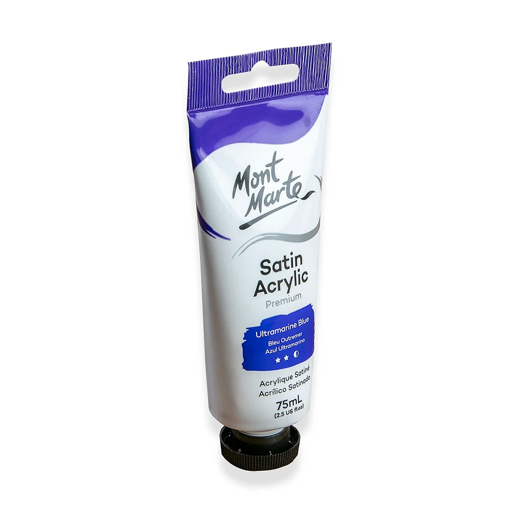 Satin Acrylic Paint Premium 75ml (2.5 US fl.oz) Tube - Ultramarine Blue - Image 2