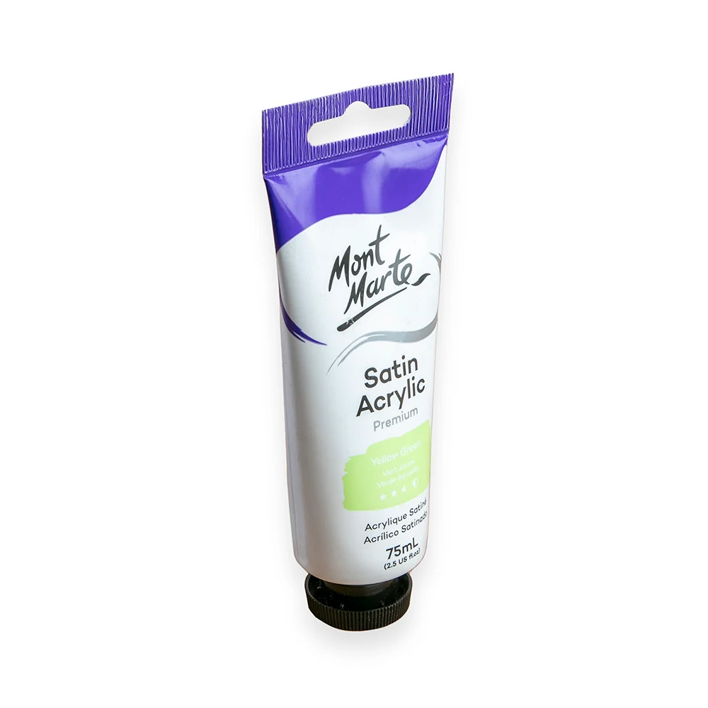 Satin Acrylic Paint Premium 75ml (2.5 US fl.oz) Tube - Yellow Green - Image 4