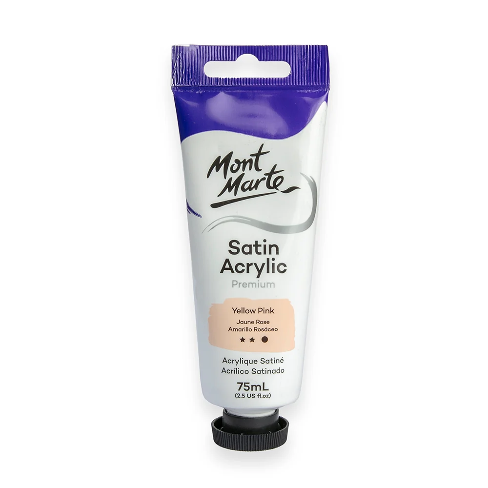 Satin Acrylic Paint Premium 75ml (2.5 US fl.oz) Tube - Yellow Pink
