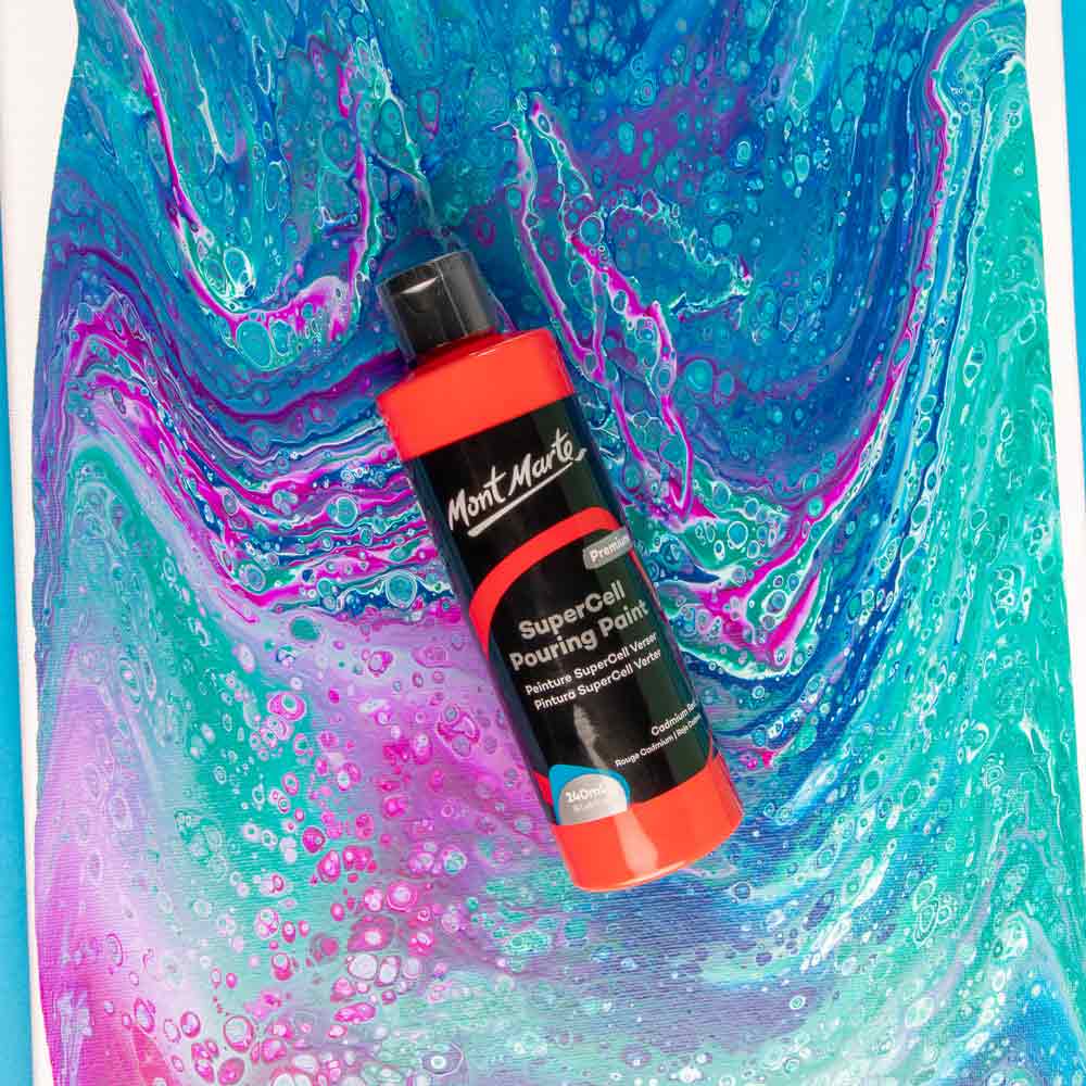 SuperCell Pouring Paint Premium 240ml (8.1 US fl.oz) - Cadmium Red - Image 5