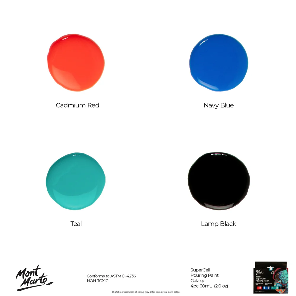 SuperCell Pouring Paint Set Premium 4pc x 60ml (2 US fl.oz) - Galaxy - Image 10