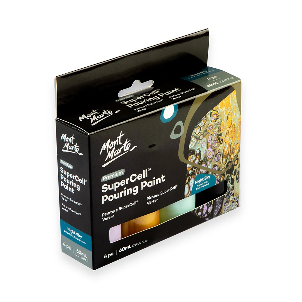 SuperCell Pouring Paint Set Premium 4pc x 60ml (2 US fl.oz) - Night Sky - Image 3
