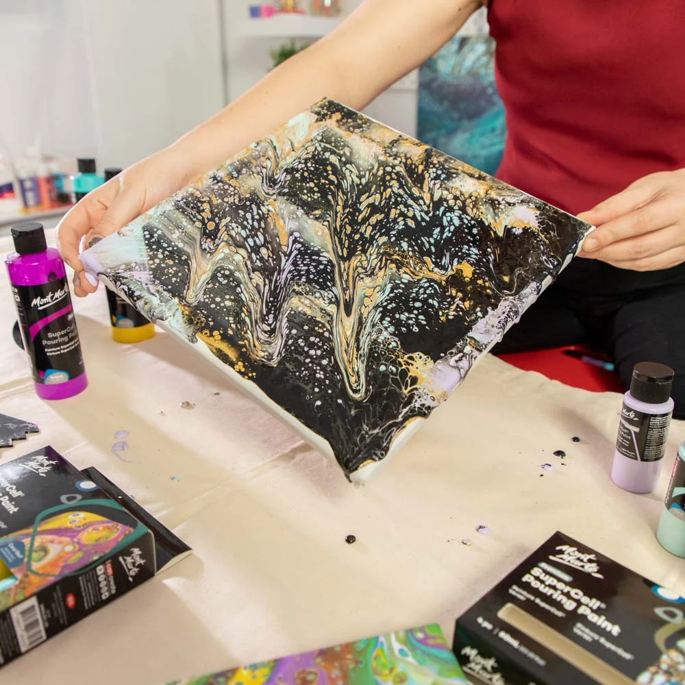 SuperCell Pouring Paint Set Premium 4pc x 60ml (2 US fl.oz) - Night Sky - Image 8