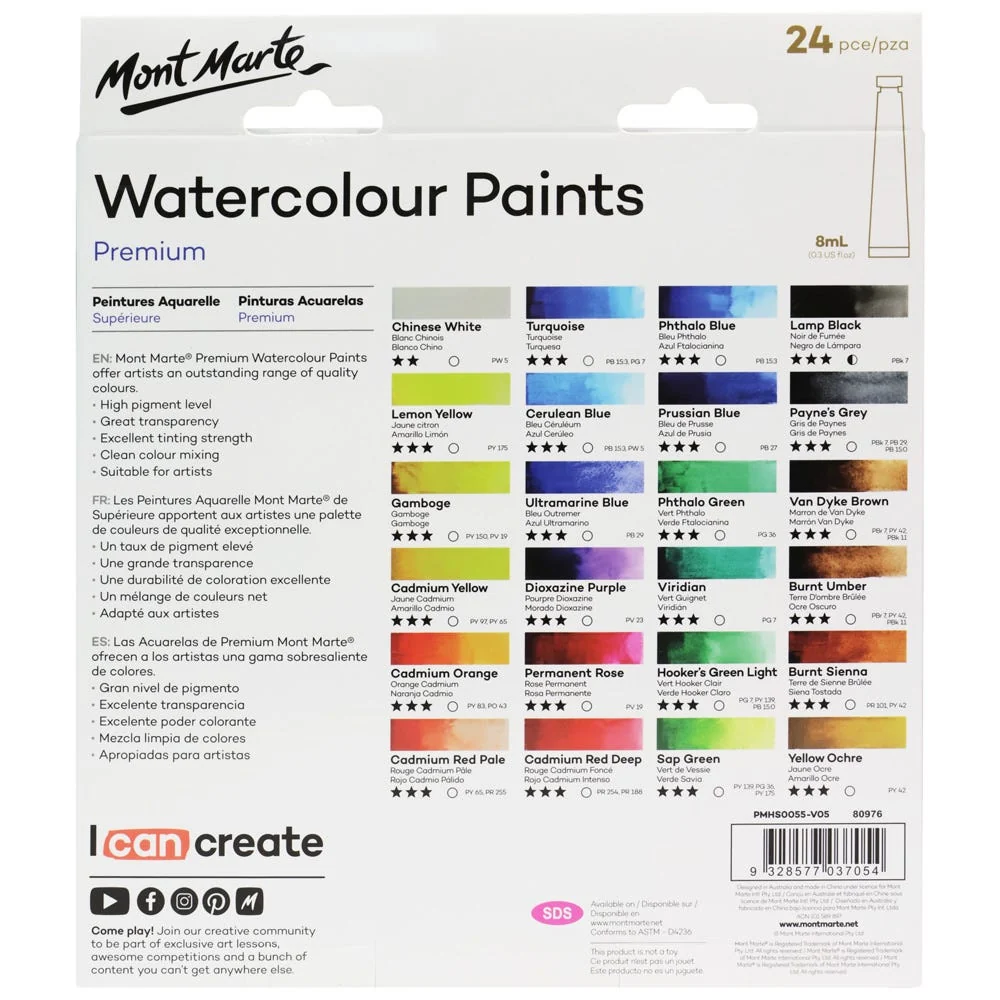 Watercolour Paints Premium 24pc x 8ml (0.3 US fl.oz) - Image 3