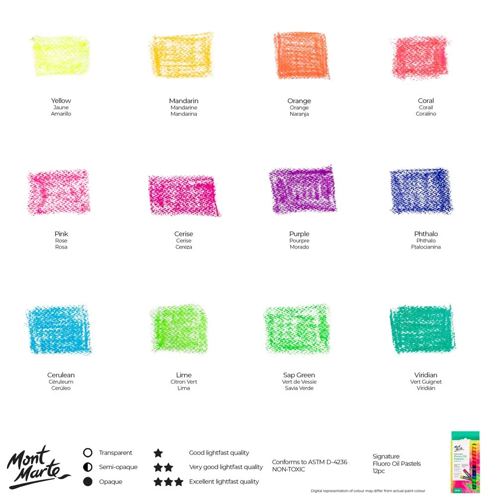 Watersoluble Fluoro Oil Pastels Signature 12pc - Image 9