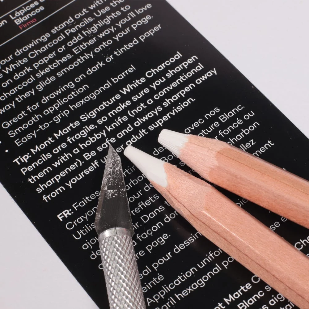 White Charcoal Pencils Lge Hex Signature 2pc - Image 4